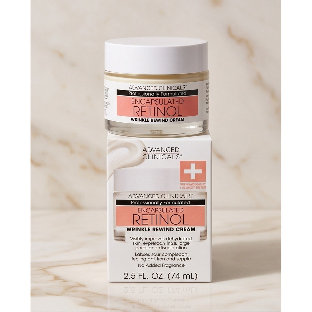Advanced Clinicals Encapsulated Retinol Wrinkle Rewind Cream 2.5oz Night Repair